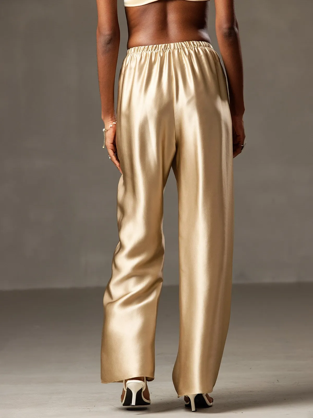 19Momme Fashionable High-Waisted Wide-Leg Pants