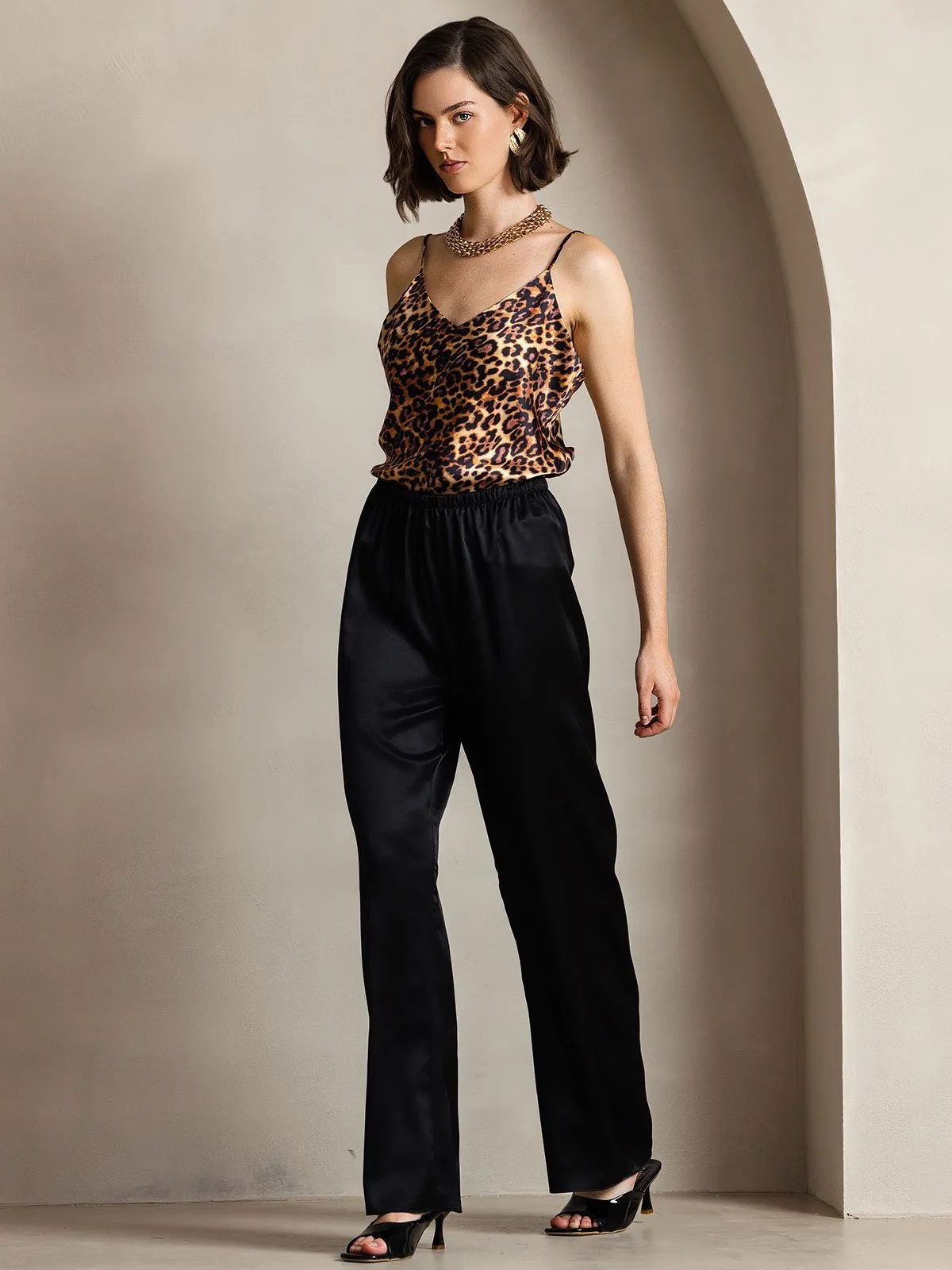 19Momme Fashionable High-Waisted Wide-Leg Pants