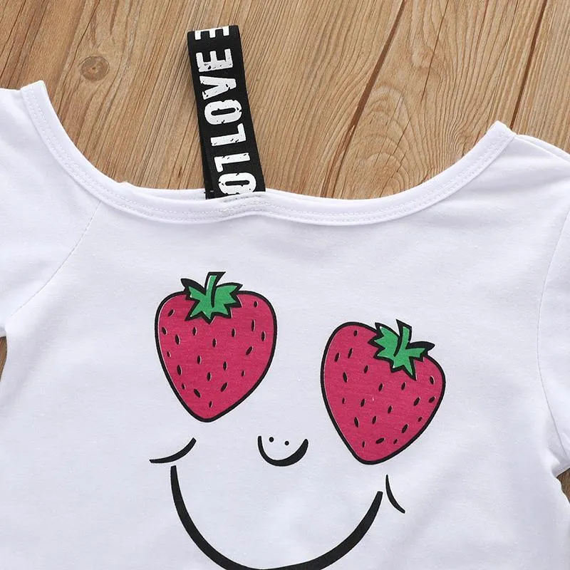 2PCS Cute Strawberry T-shirt and Pants