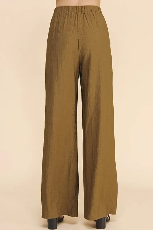 Allie Rose Classic High Waist Loose Pants - Bronze Brown