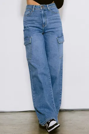 Back to School Cargo Denim Wide Jeans