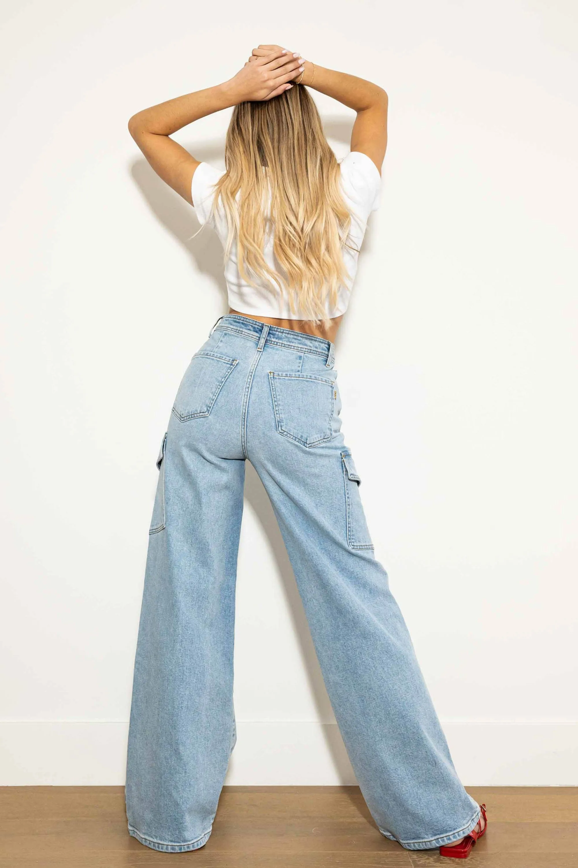 Back to School Cargo Denim Wide Jeans