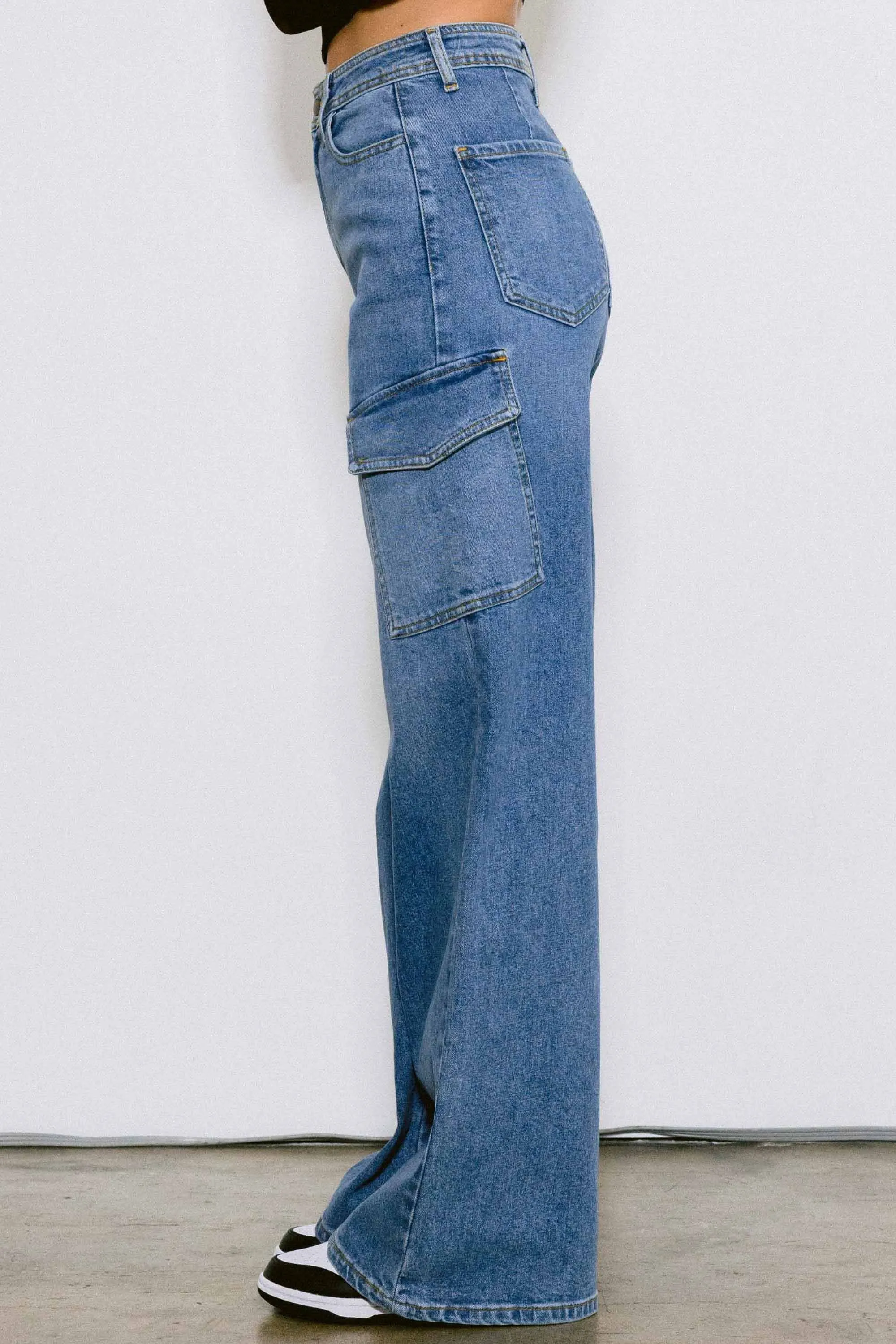 Back to School Cargo Denim Wide Jeans