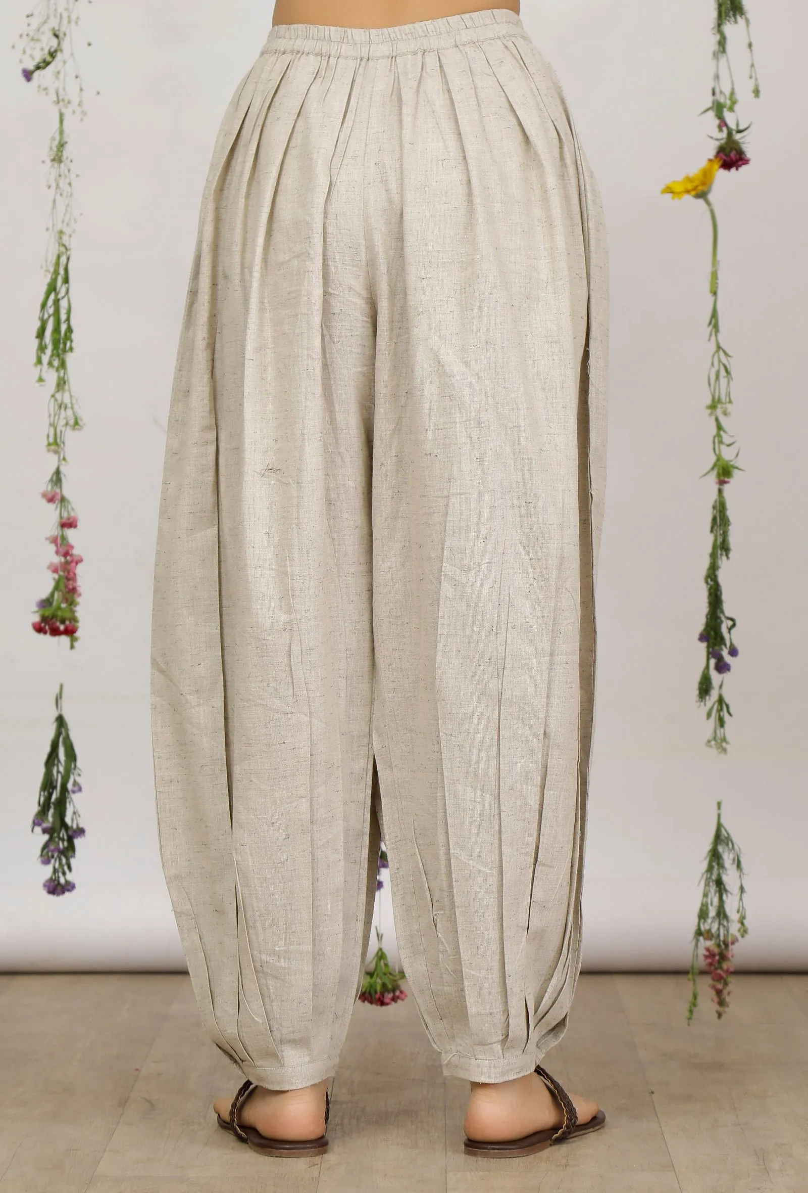 Beige Cotton Khaadi Harem Pants