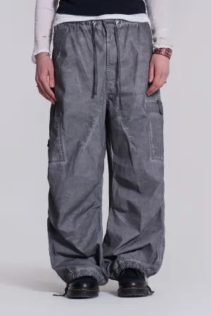 Black Oil Wash Parachute Pants