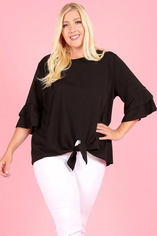 Black Plus Bell Sleeve Tops