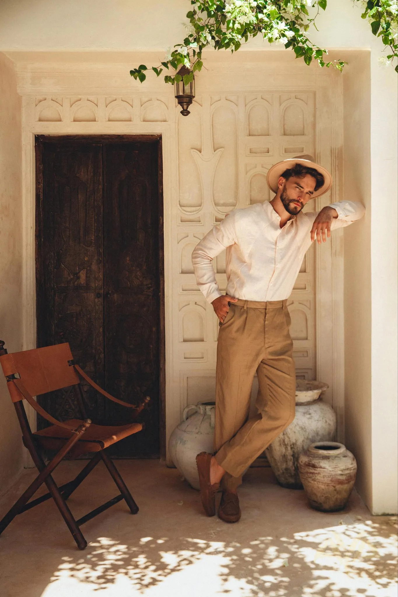 Brown Classic Linen Pants for Men