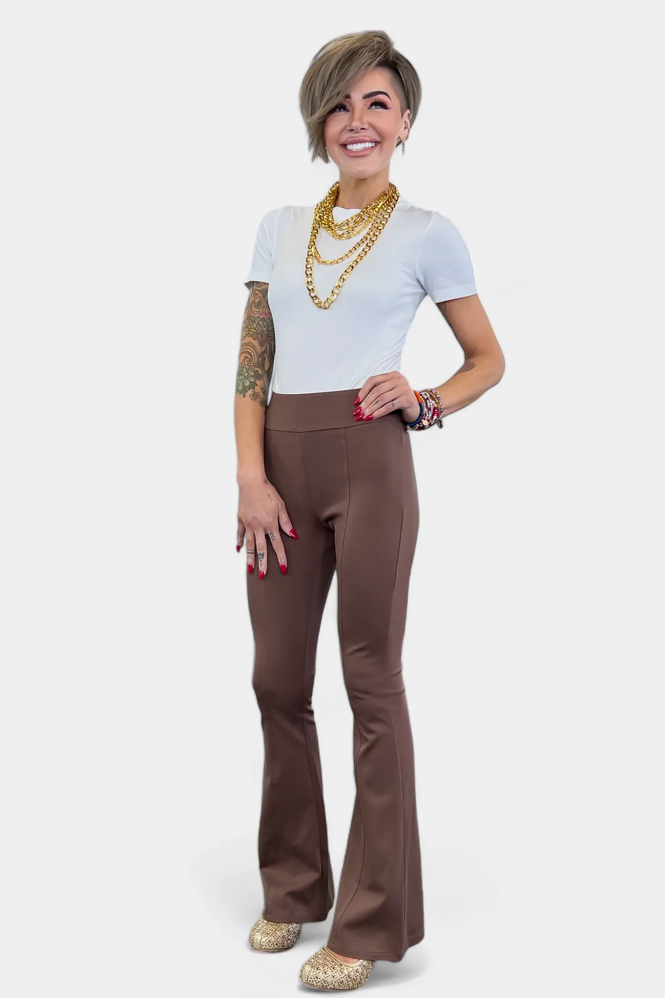 Brown High Waisted Flare Pants [NO RETURNS]