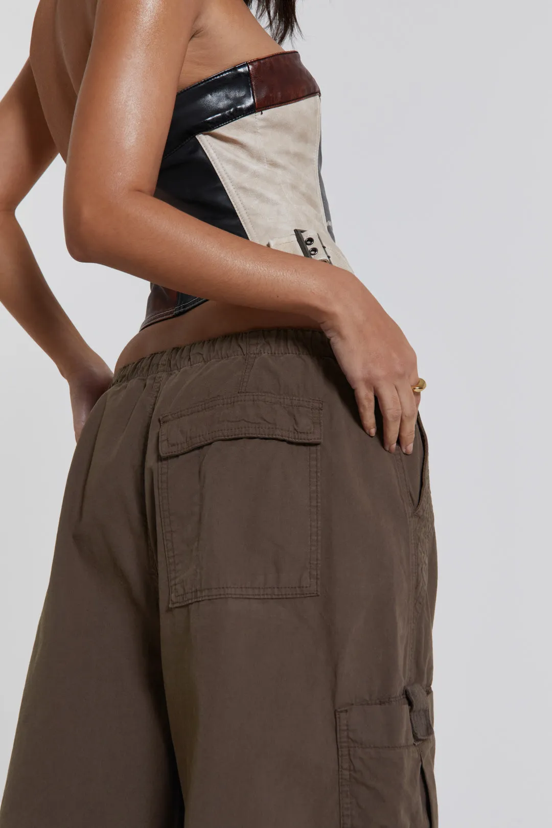 Brown Parachute Cargo Pants