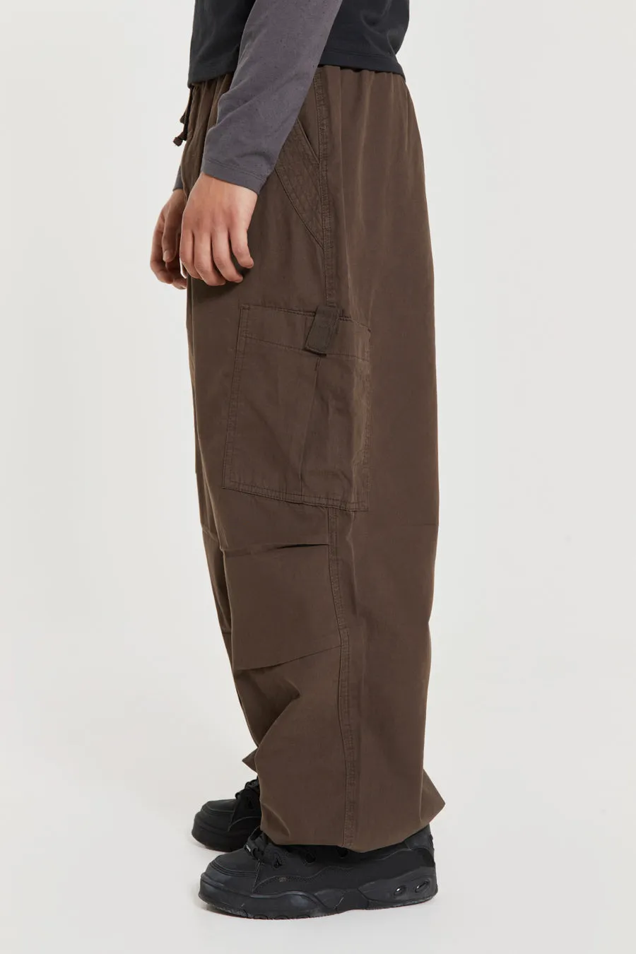 Brown Parachute Cargo Pants