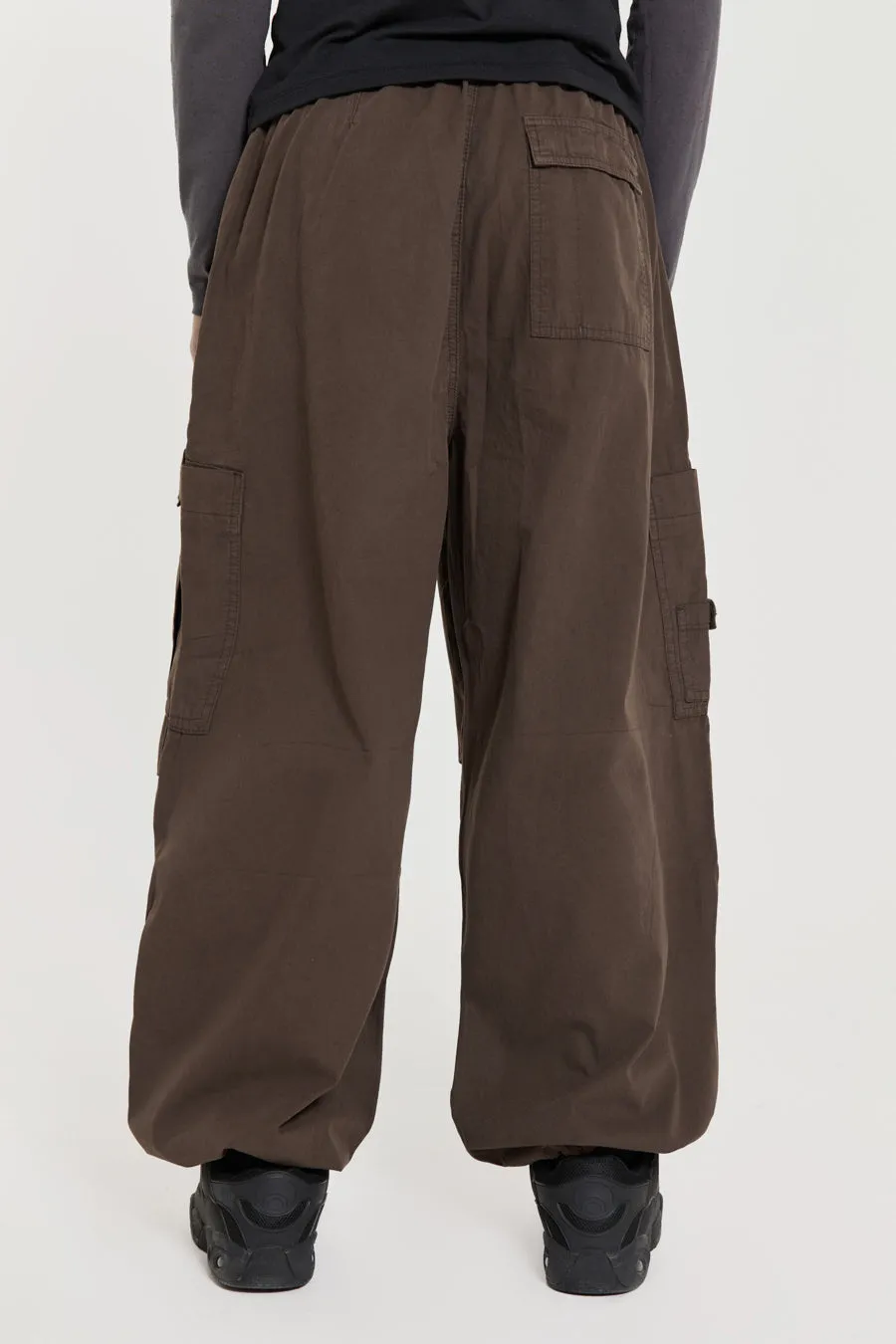 Brown Parachute Cargo Pants