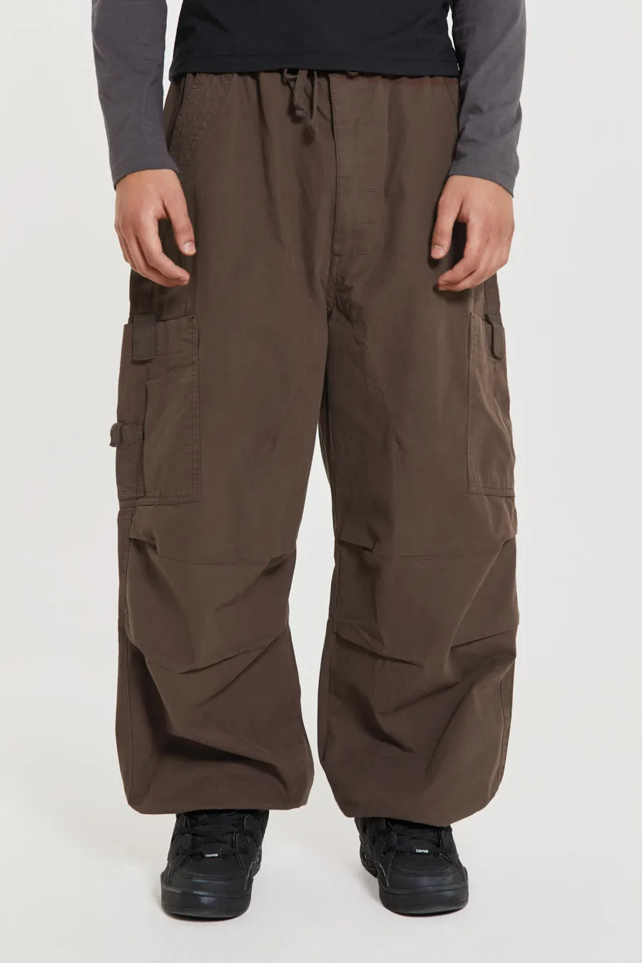 Brown Parachute Cargo Pants