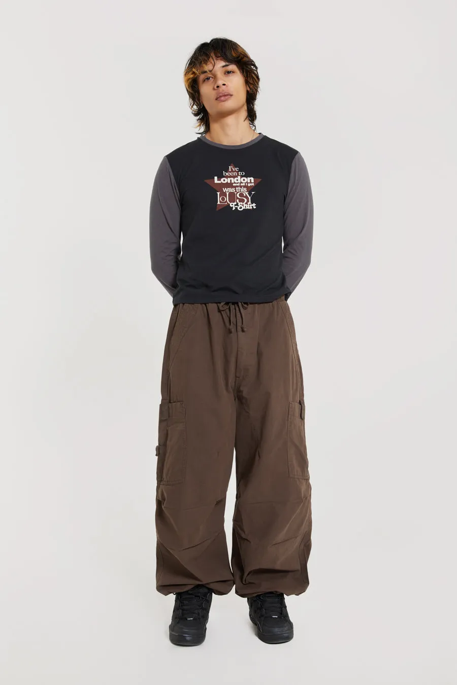 Brown Parachute Cargo Pants