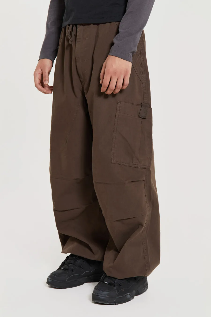 Brown Parachute Cargo Pants