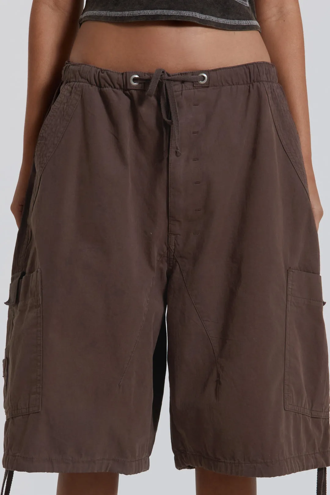 Brown Parachute Cargo Shorts