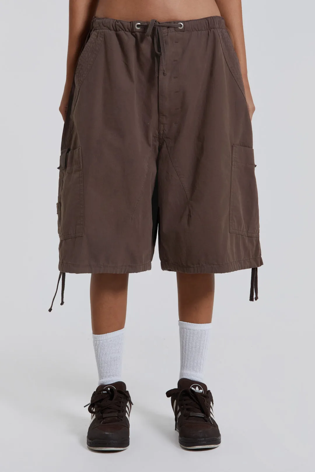 Brown Parachute Cargo Shorts