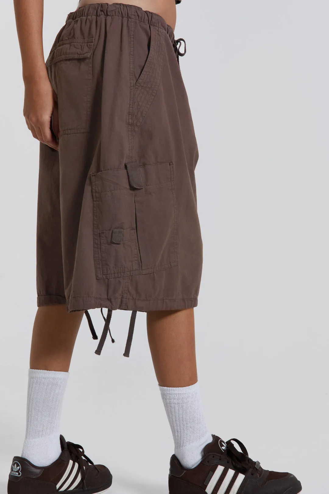 Brown Parachute Cargo Shorts