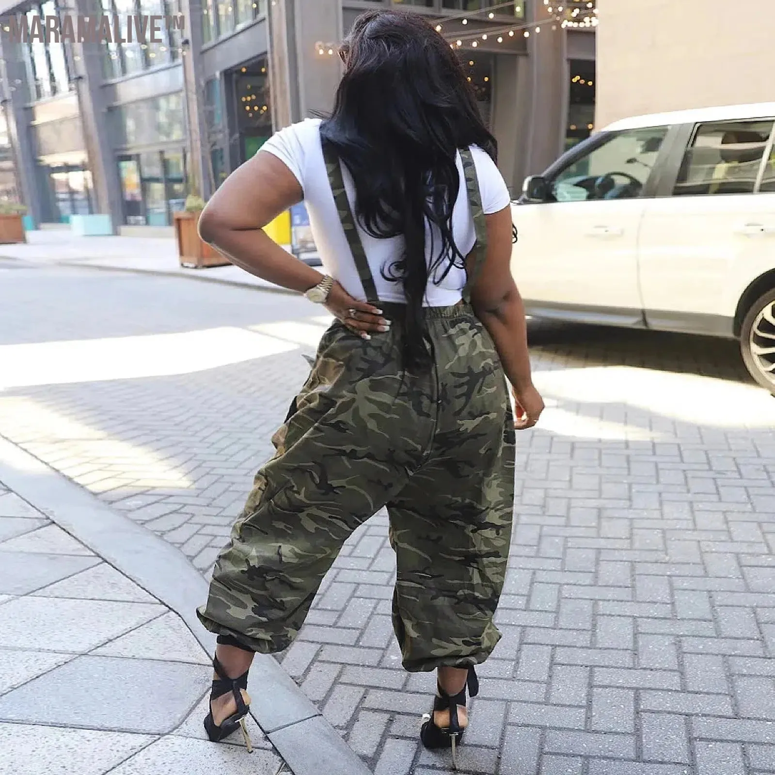 Casual Women's Camouflage Cargo Jumpsuit 2024 Summer Sleeveless Comfortable Fashion Ladies Wide Set Pants