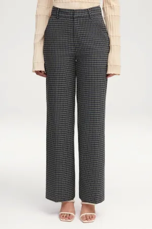 Checkered Blue Wide Leg Pants