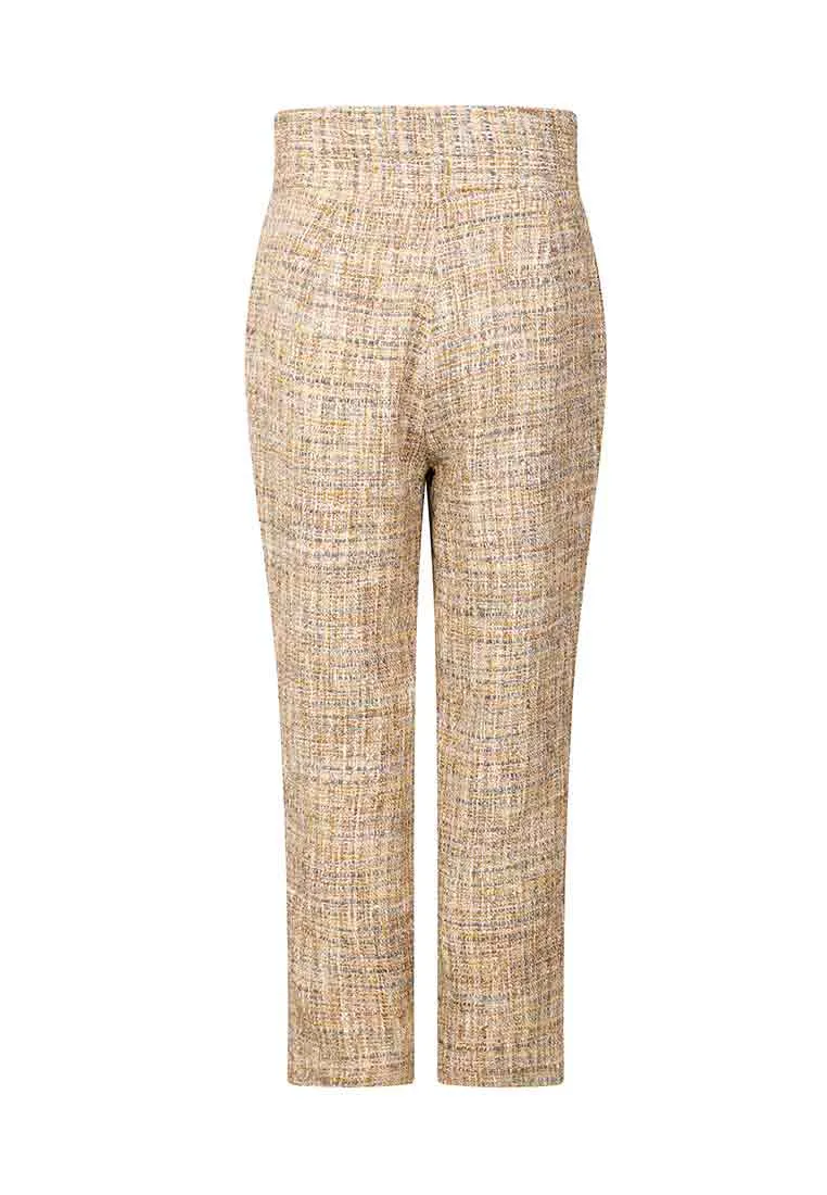 Classic elegant plaid tweed trousers.