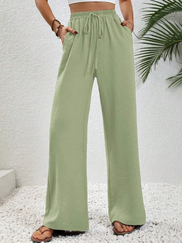 Comfortable casual wide leg pants with elastic waist