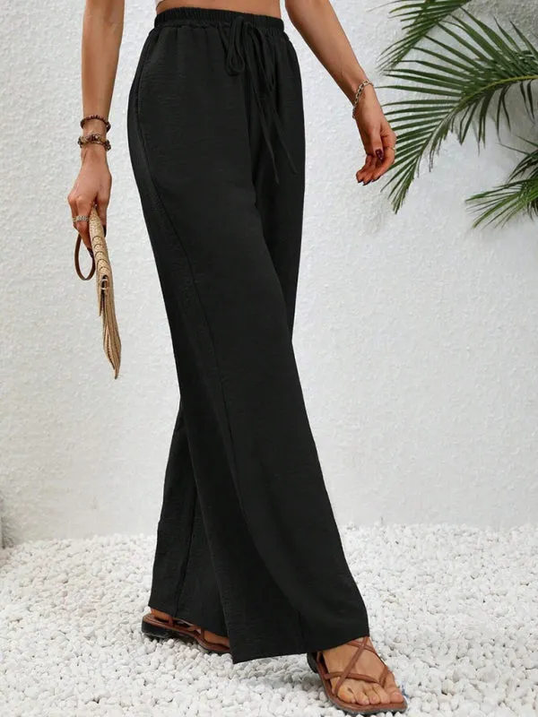 Comfortable casual wide leg pants with elastic waist