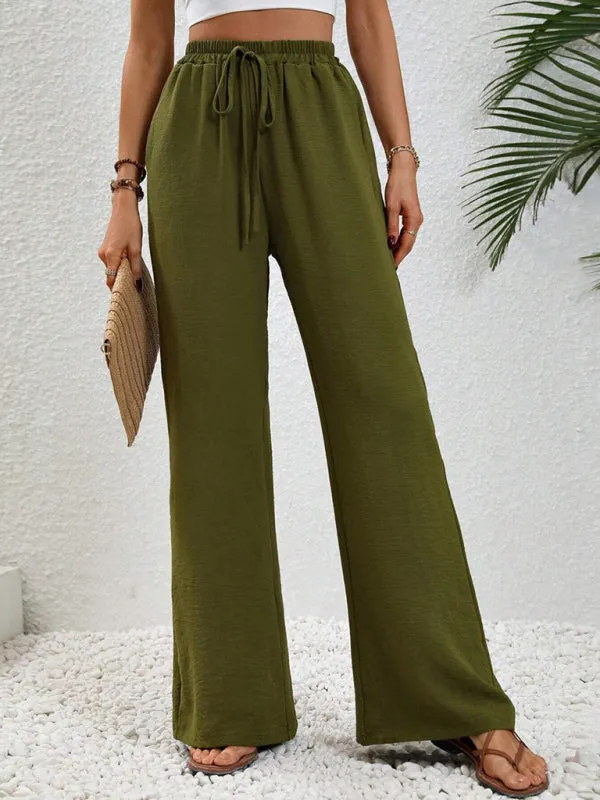 Comfortable casual wide leg pants with elastic waist