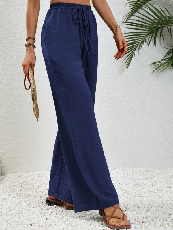 Comfortable casual wide leg pants with elastic waist