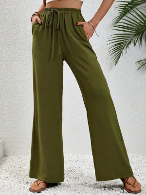 Comfortable casual wide leg pants with elastic waist