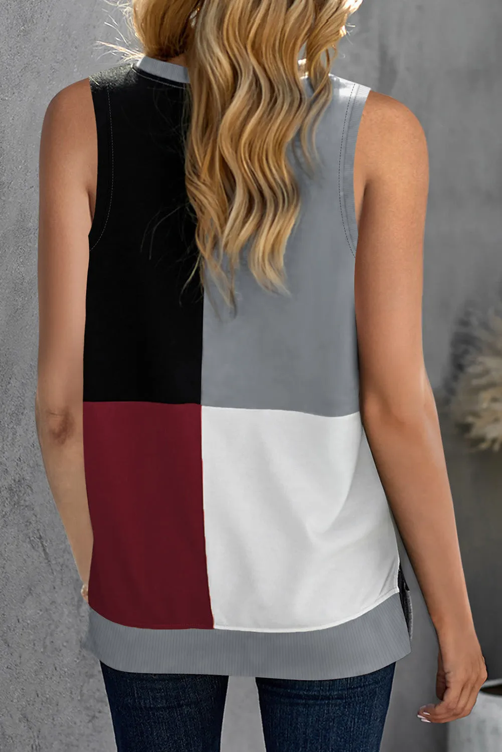 Crew Neck Color Block Tank