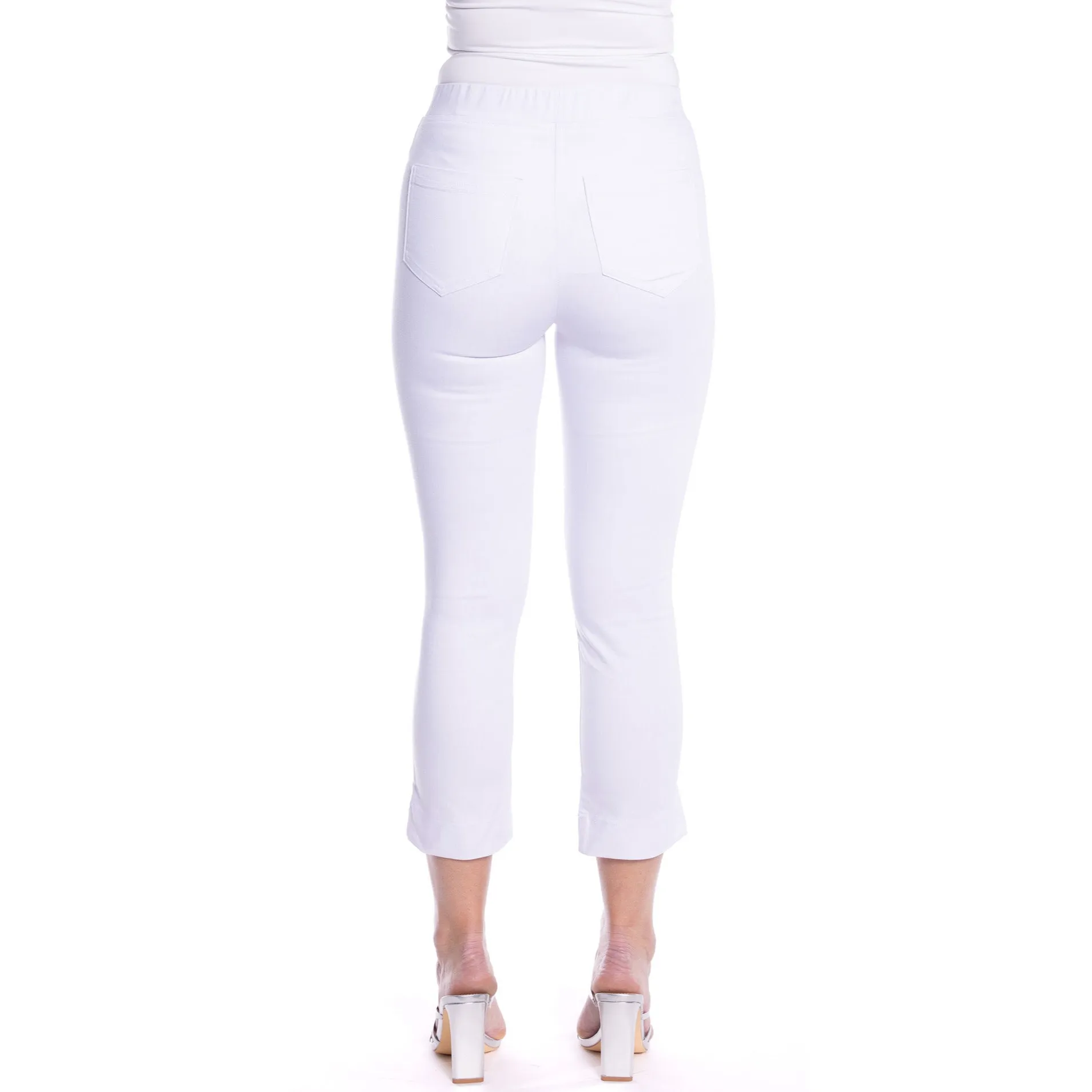 Cropped Skinny Leg Pants by Cafe Latte - White