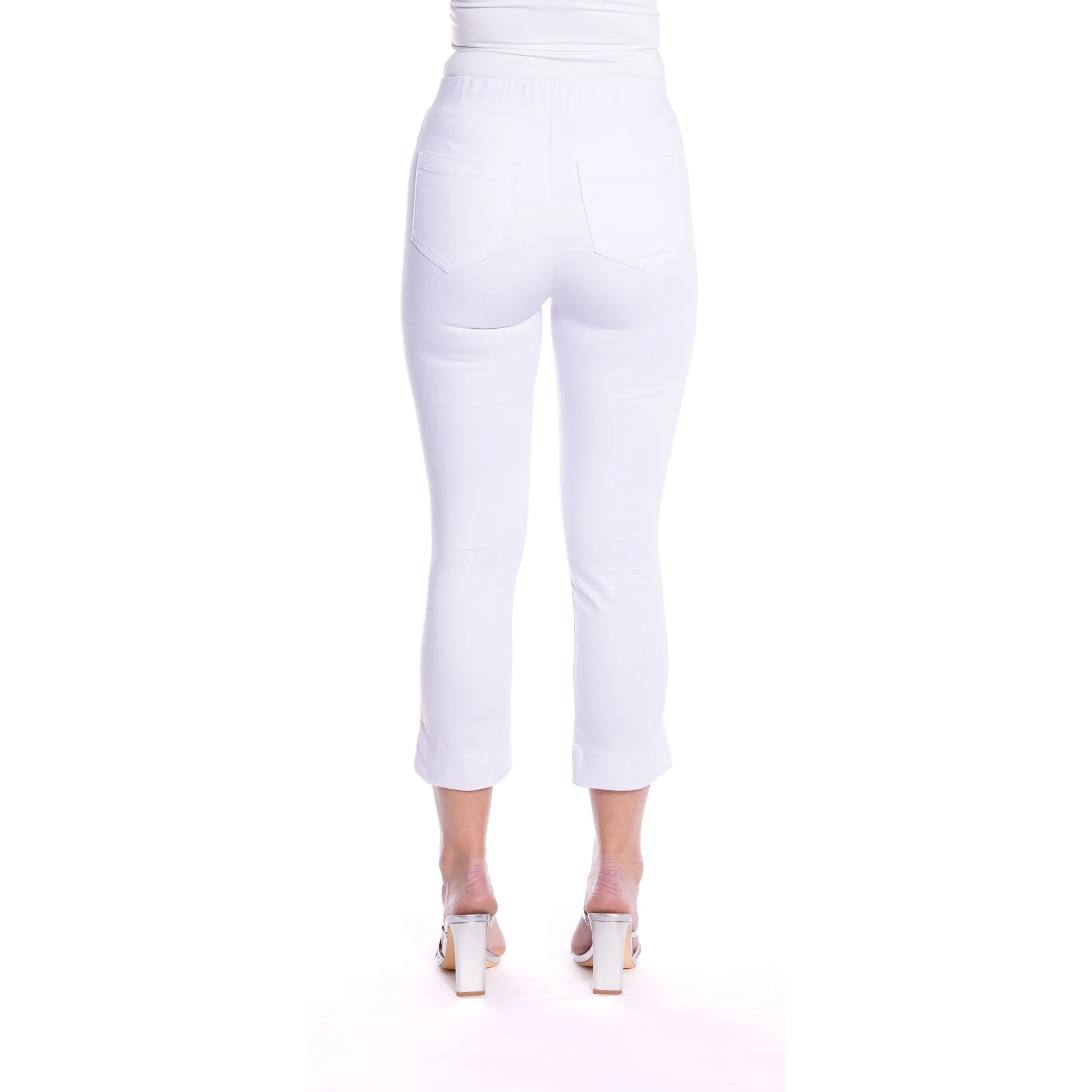 Cropped Skinny Leg Pants by Cafe Latte - White