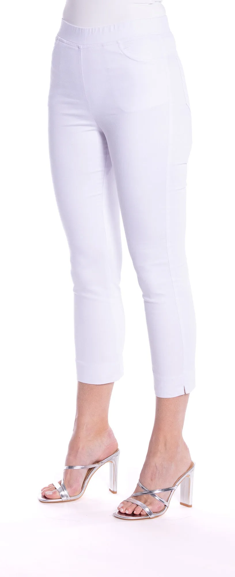 Cropped Skinny Leg Pants by Cafe Latte - White