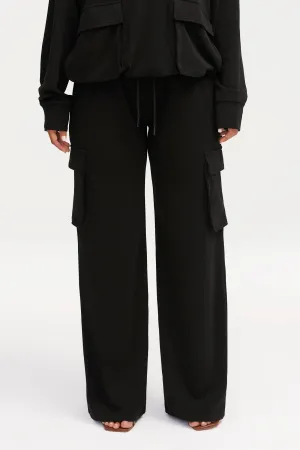 Demi Wide Leg Cargo Pocket Pants - Black