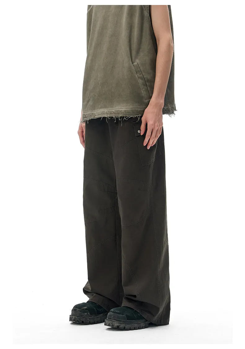 Double-pleated wide-leg casual pants