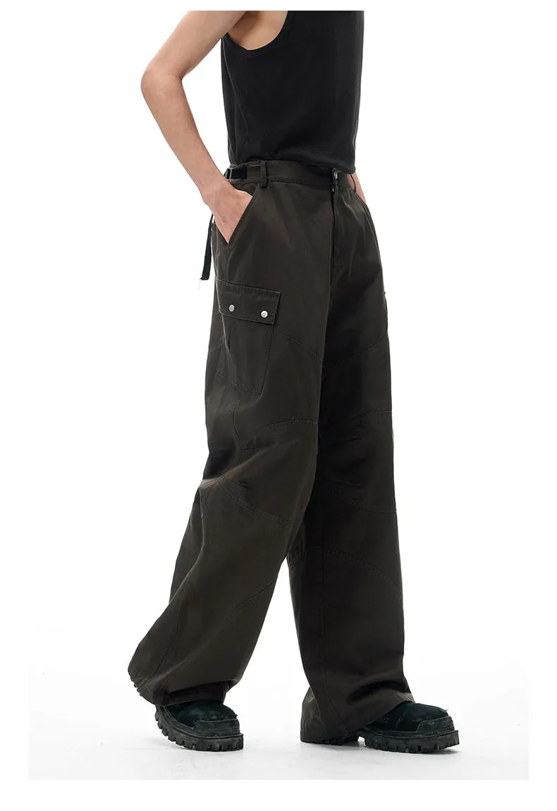 Double-pleated wide-leg casual pants