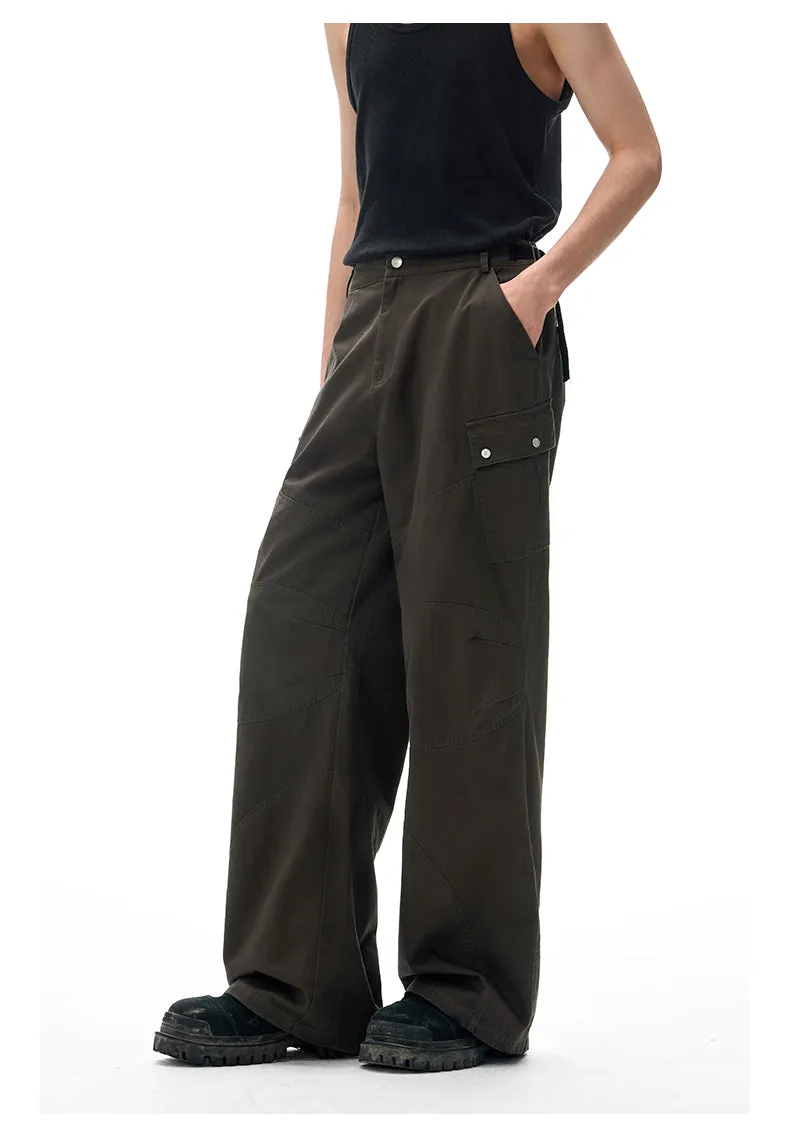 Double-pleated wide-leg casual pants