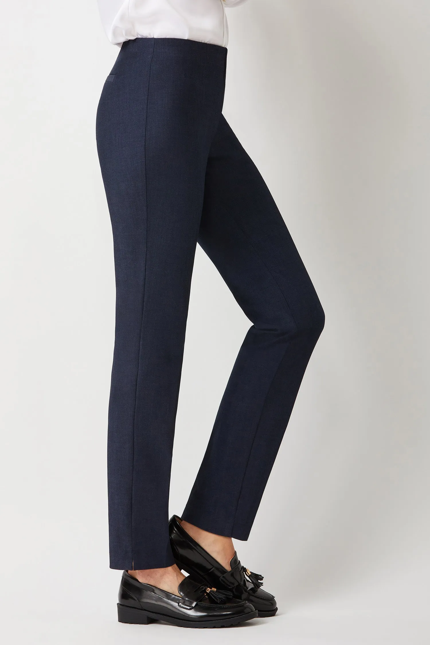 Ecru Designs Mid Waist Solid Stretch Crepe Pant