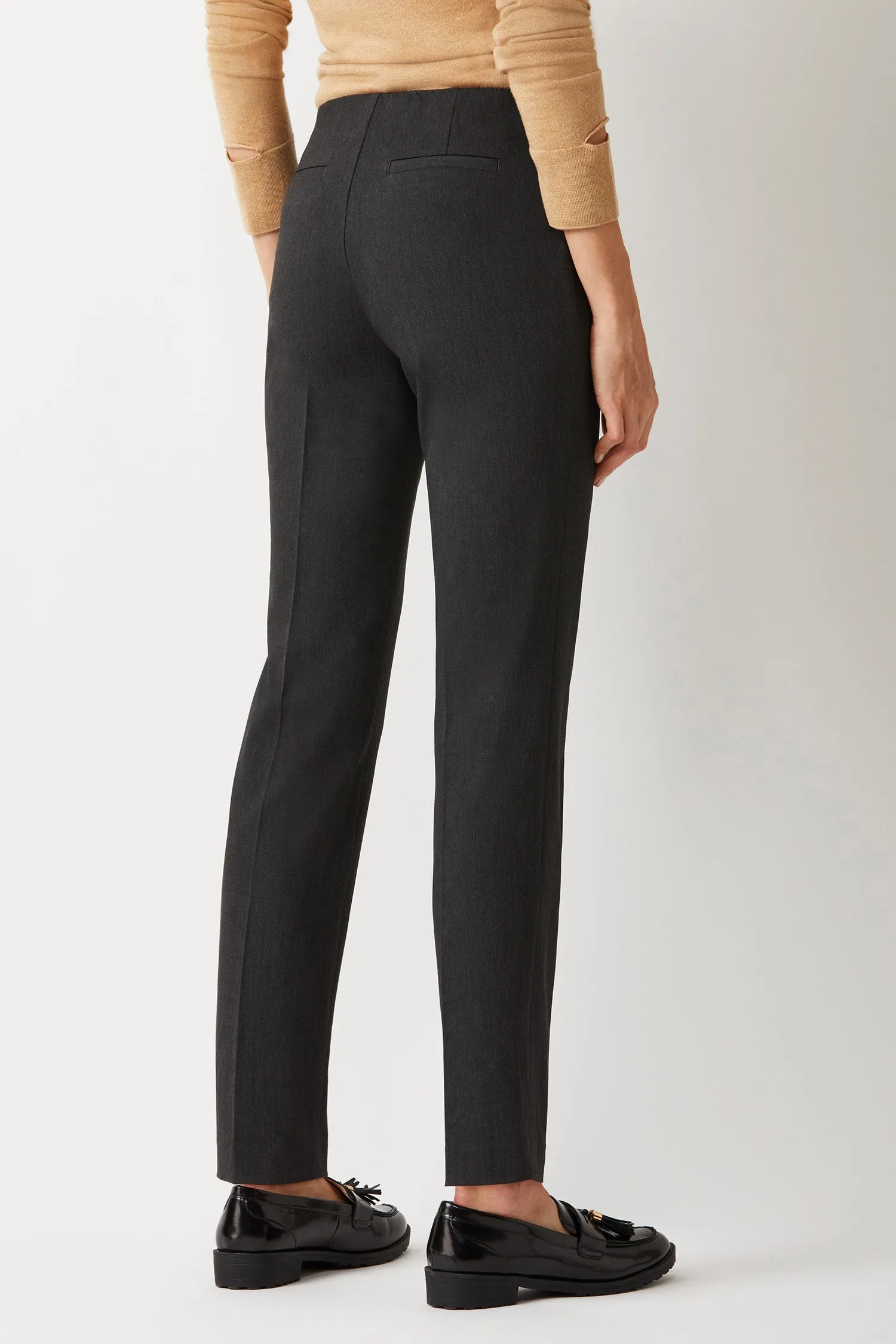 Ecru Designs Mid Waist Solid Stretch Crepe Pant