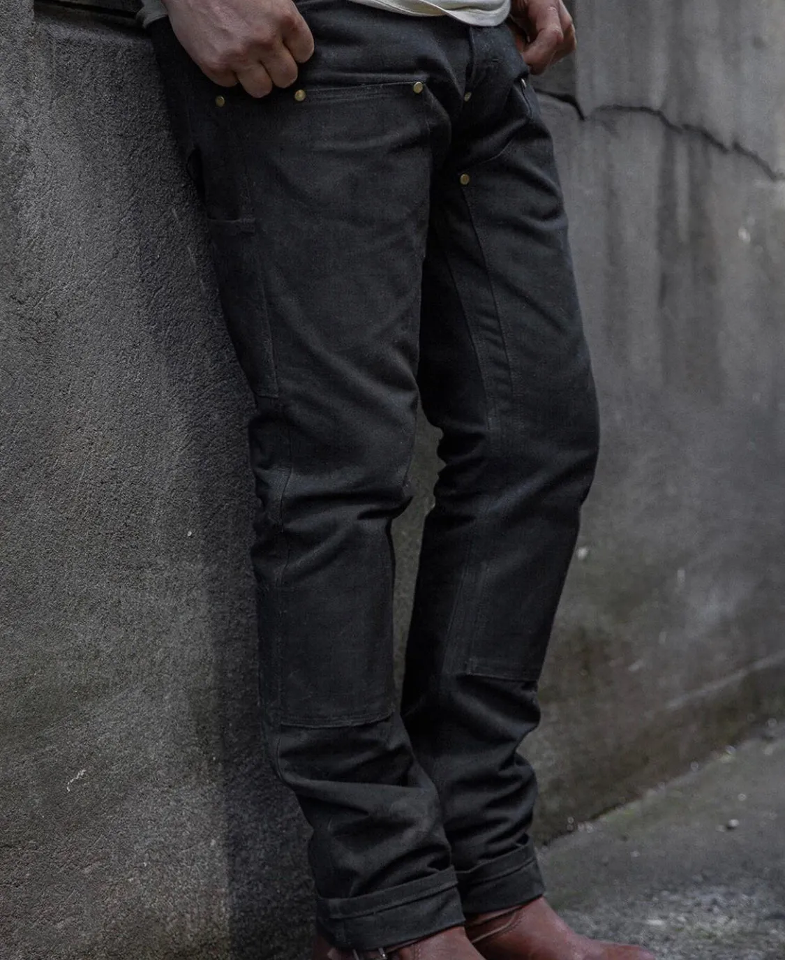 GN.01 Waxed Canvas Fitted Work Pant - Black