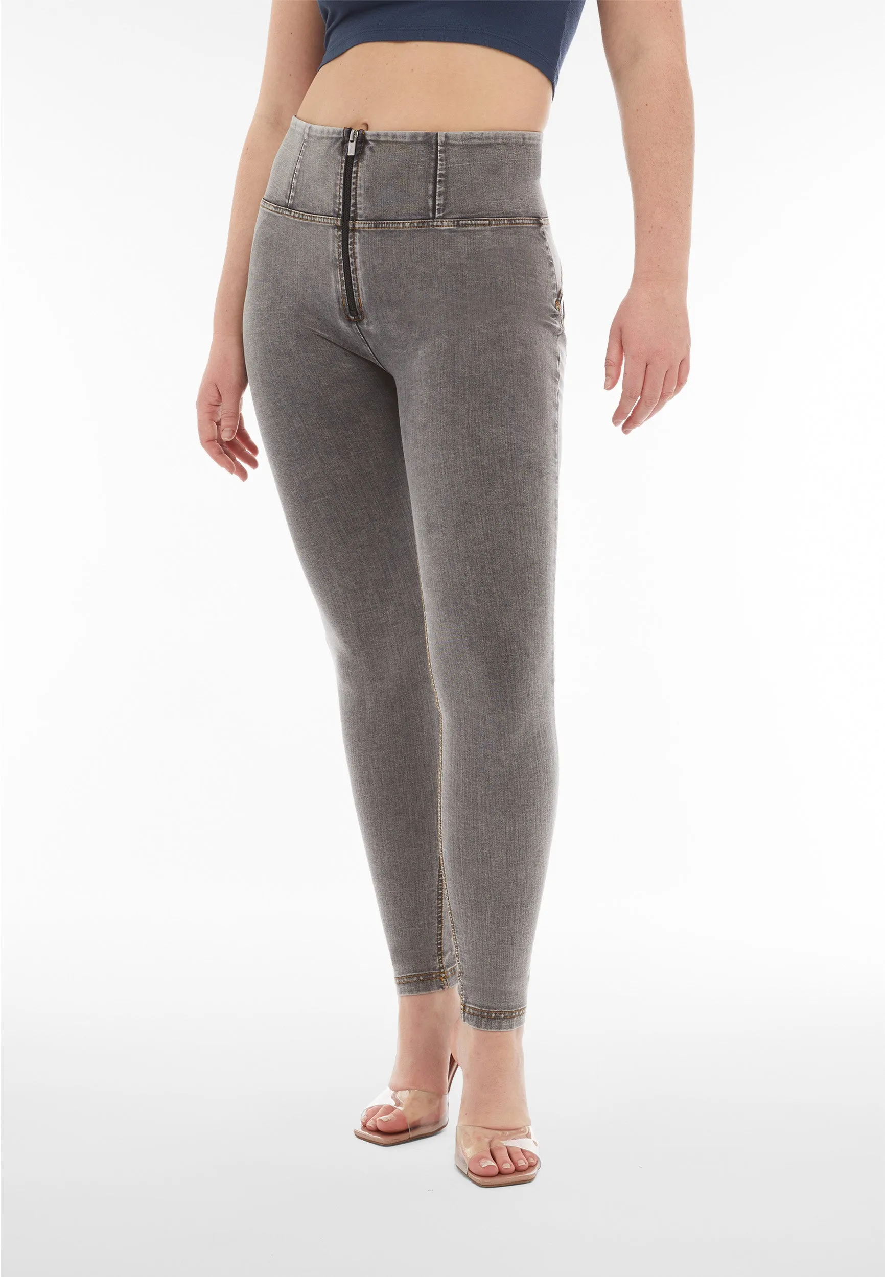 Grey Denim High Waist Full Length