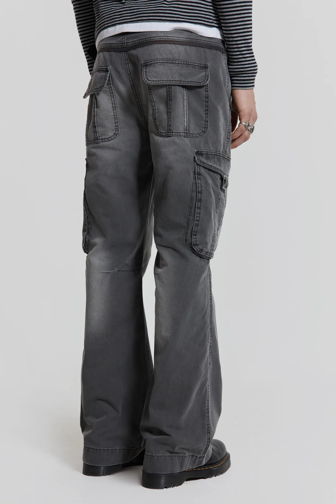 Grey Slub Denim Cargos