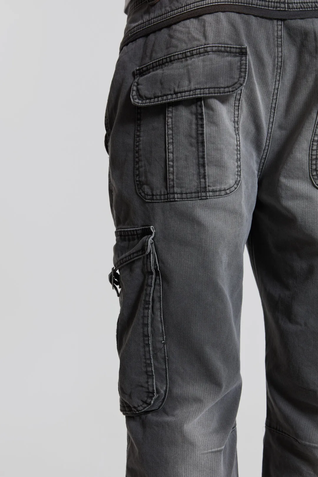 Grey Slub Denim Cargos