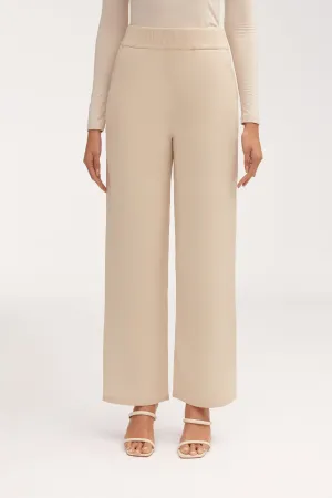 Jess Knit Wide Leg Pants - Beige