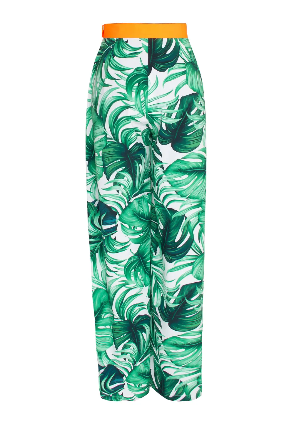 Jungle - Monstera White / Green Pants (Neon Orange)