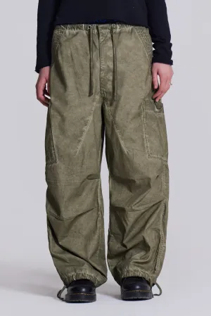 Khaki Oil Wash Parachute Pants