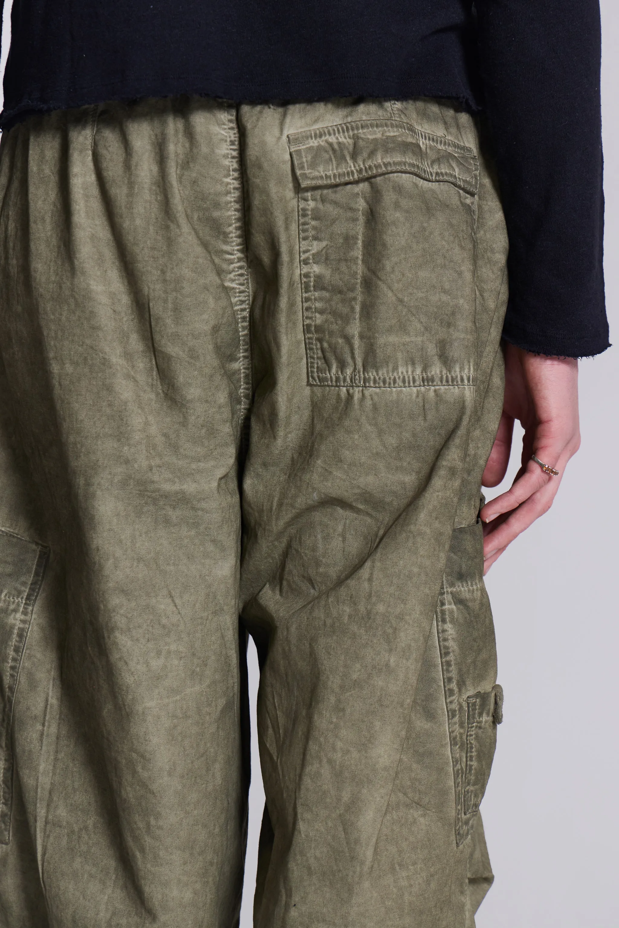 Khaki Oil Wash Parachute Pants