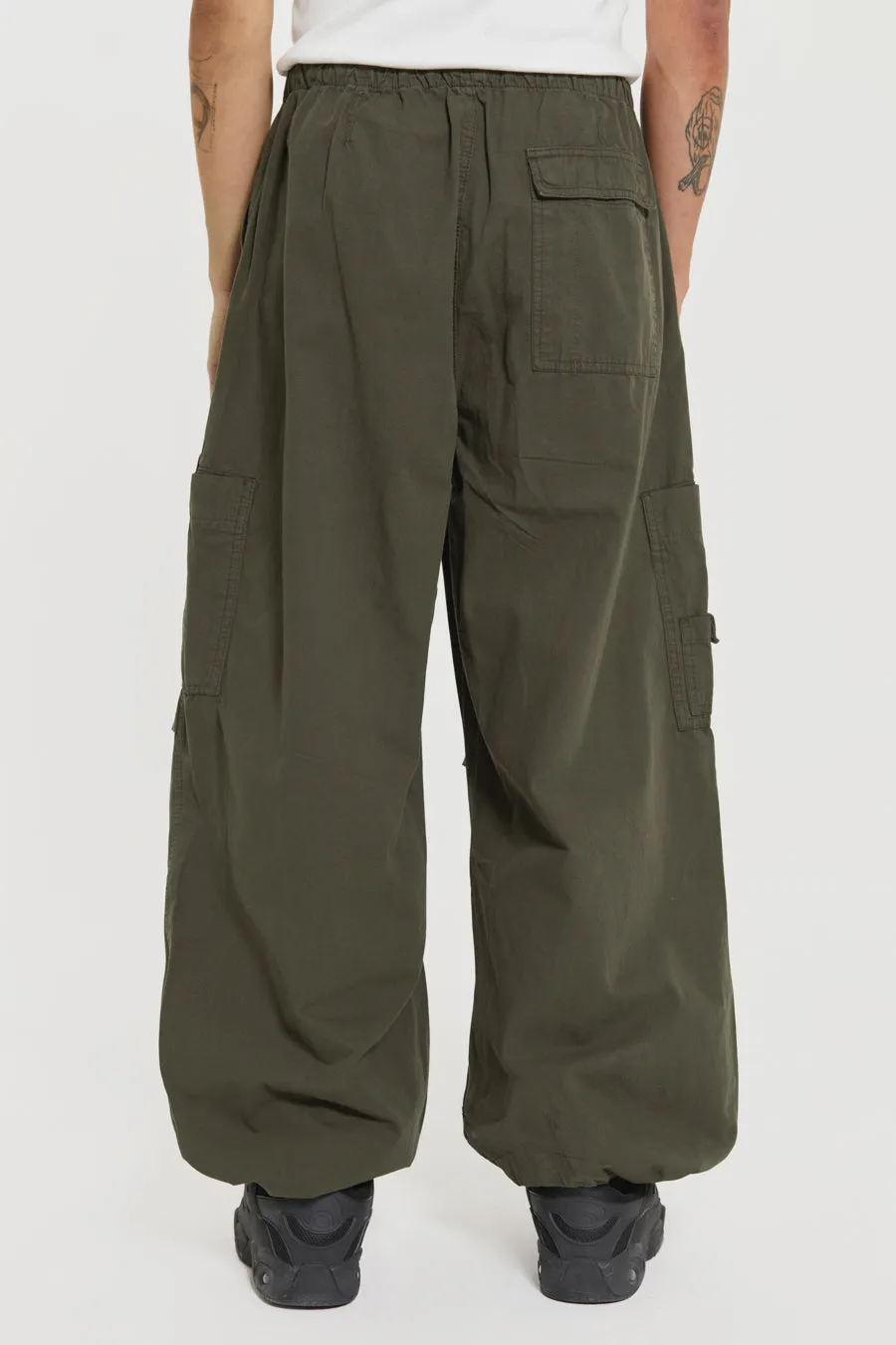 Khaki Parachute Cargo Pants