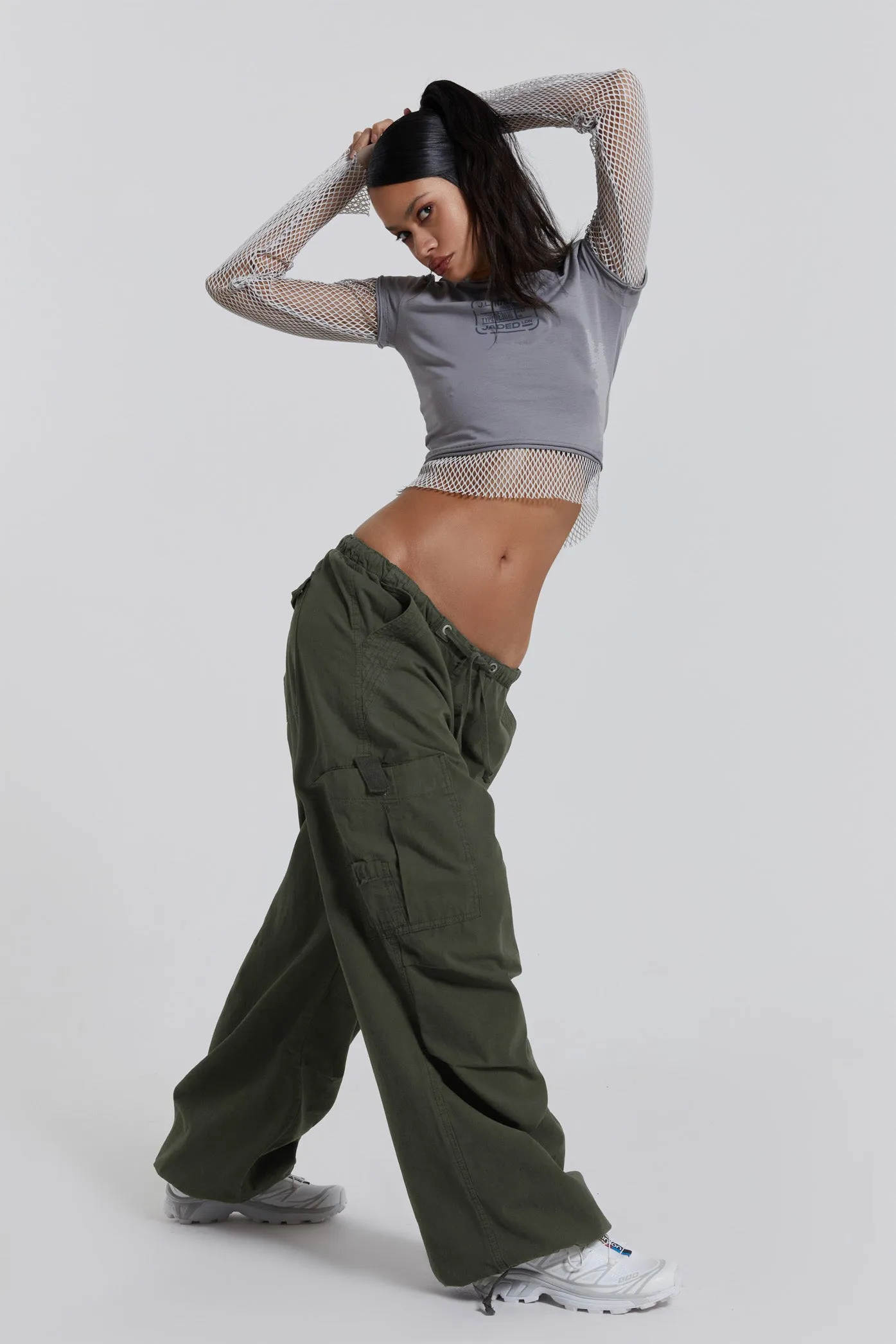 Khaki Parachute Cargo Pants