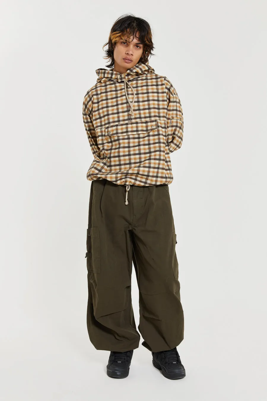 Khaki Parachute Cargo Pants